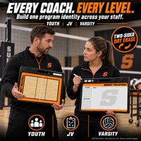 Thumbnail for Custom volleyball pro coaching board: Every coach. every level.. Two-sided dry erase. Staff illustration. One board per unit. Generic sample designs.