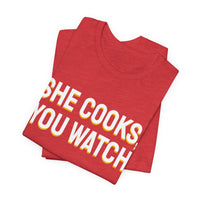 Thumbnail for She Cooks, You Watch — Basketball T-Shirt