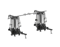 Thumbnail for Commercial grade multi-station jungle gym with 8 weight stacks, cables, pulleys, and benches.