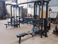Thumbnail for Black and silver 8-stack jungle gym with lat pulldown, pull-up, low row, and single/double pulleys.