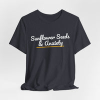 Thumbnail for Sunflower Seeds & Anxiety — Baseball T-Shirt