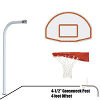 Thumbnail for Basketball System - Gooseneck (4-1/2 in. Pole with 4 ft. Offset) - 54 in. Aluminum Fan Board - Playground Goal