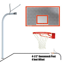 Thumbnail for Basketball System - Gooseneck (4-1/2 in. Pole with 4 ft. Offset) - 72 in. Perforated Steel Board - Super Goal