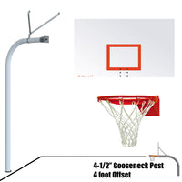 Thumbnail for Basketball System - Gooseneck (4-1/2 in. Pole with 4 ft. Offset) - 72 in. Steel Board - Flex Rim Goal