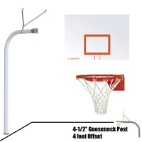 Thumbnail for Basketball System - Gooseneck (4-1/2 in. Pole with 4 ft. Offset) - 60 in. Steel Board - Flex Rim Goal