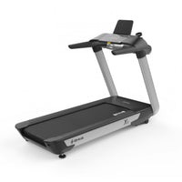 Thumbnail for Black and gray treadmill with an LED console and tablet holder, angled view.