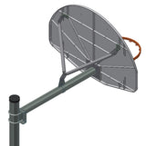 Adjustable straight post for a basketball hoop, with a gray backboard and orange rim.