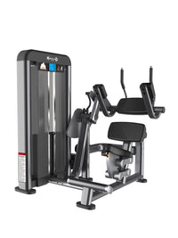 Thumbnail for Black and gray commercial ab crunch machine with adjustable seat and pin selectorized weight stack.