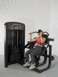 Thumbnail for Elite Selectorized Ab Crunch Machine - Muscle D Fitness - Commercial Grade - Adjustable Seat - Pin Selectorized - Abdominal Workout
