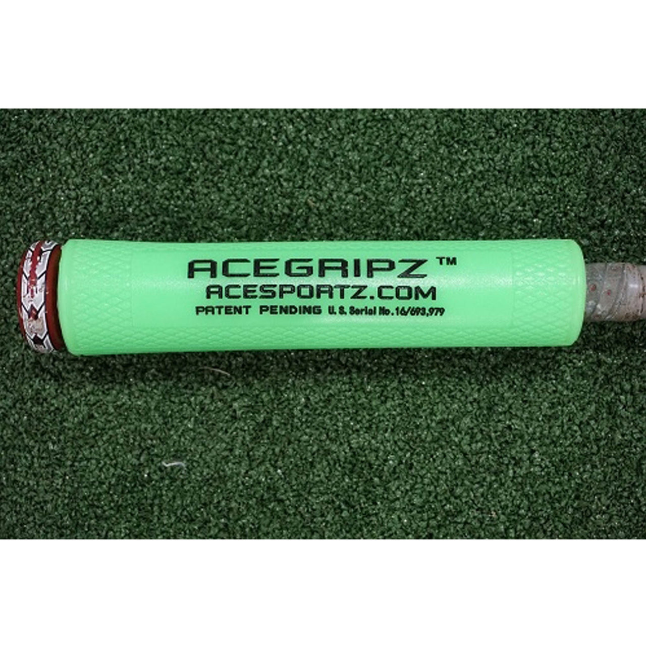 ACEGRIPZ bat grip in green, shown off the bat