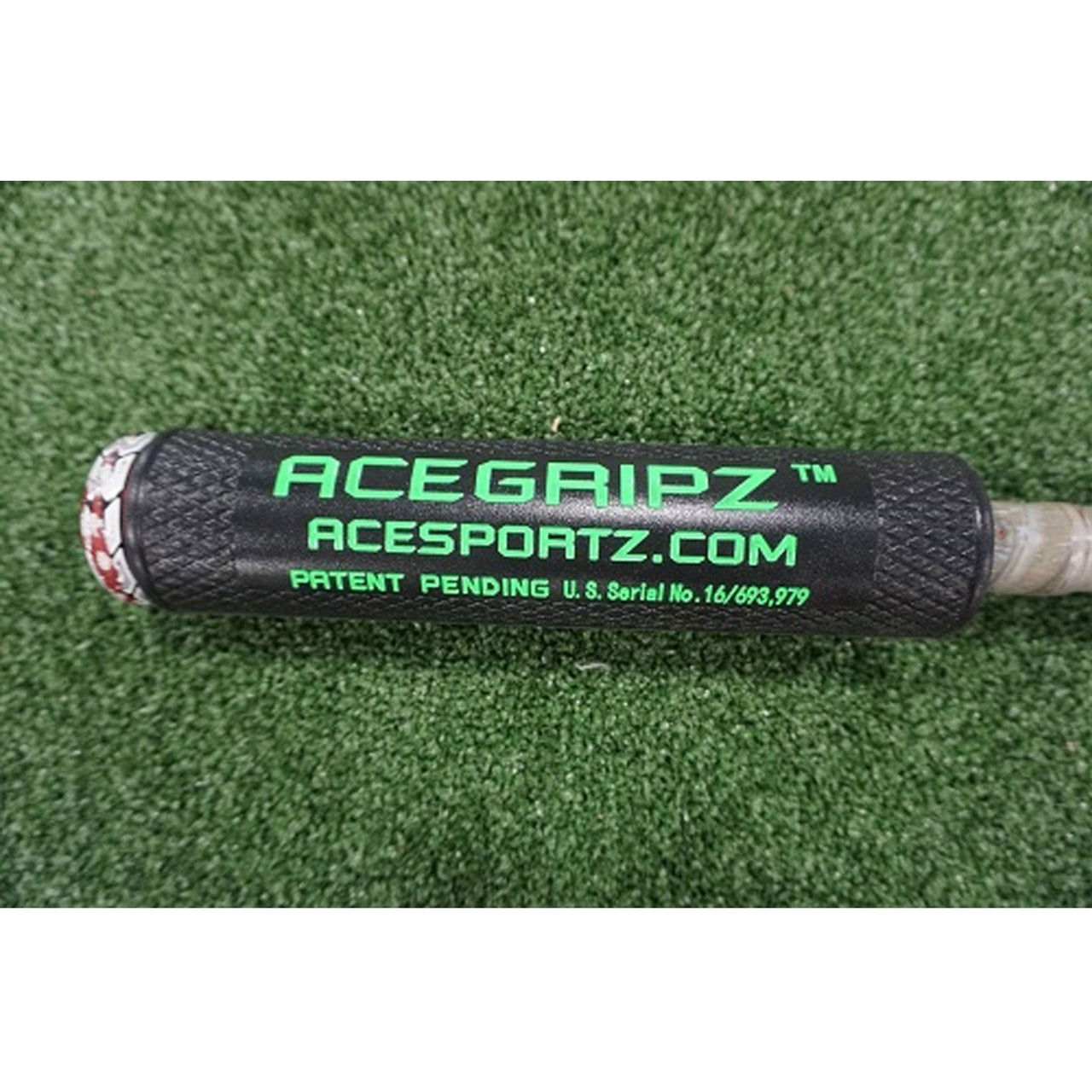 ACEGRIPZ bat grip in black, shown off the bat