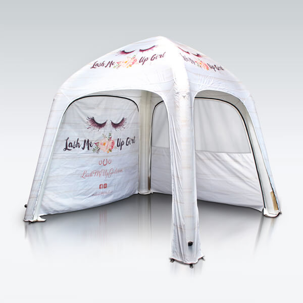 White inflatable tent with 
