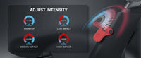 Thumbnail for Exercise bike intensity adjustment knob with graphic showing 4 levels: warm-up, low, median, and high impact.