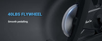 Thumbnail for Close-up of an exercise bike's 40lb flywheel with 