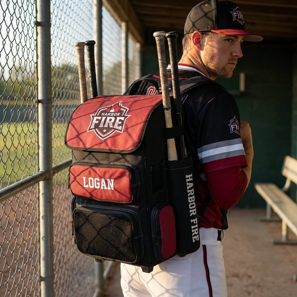 Custom Baseball Softball Backpack | Holds 4 Bats