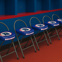 Thumbnail for Row of blue locker room stools with 