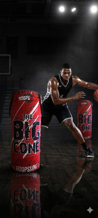 Thumbnail for Basketball player dribbling past two red 