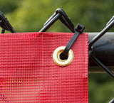 Cable tie secures grommet to chain link fence