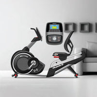 Thumbnail for Light Commercial Recumbent Bike - Muscle D Fitness - LED Display - Heart Rate Monitor - Adjustable Seat - On Wheels for Easy Movement