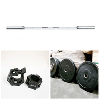 Thumbnail for 7' Hard Chrome Triple Bearing Olympic Bar and Bumper Plate Set