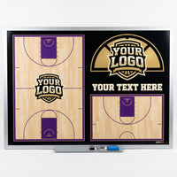 Thumbnail for Custom basketball whiteboard with court diagrams, 