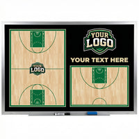 Thumbnail for Whiteboard with custom basketball court diagrams, 