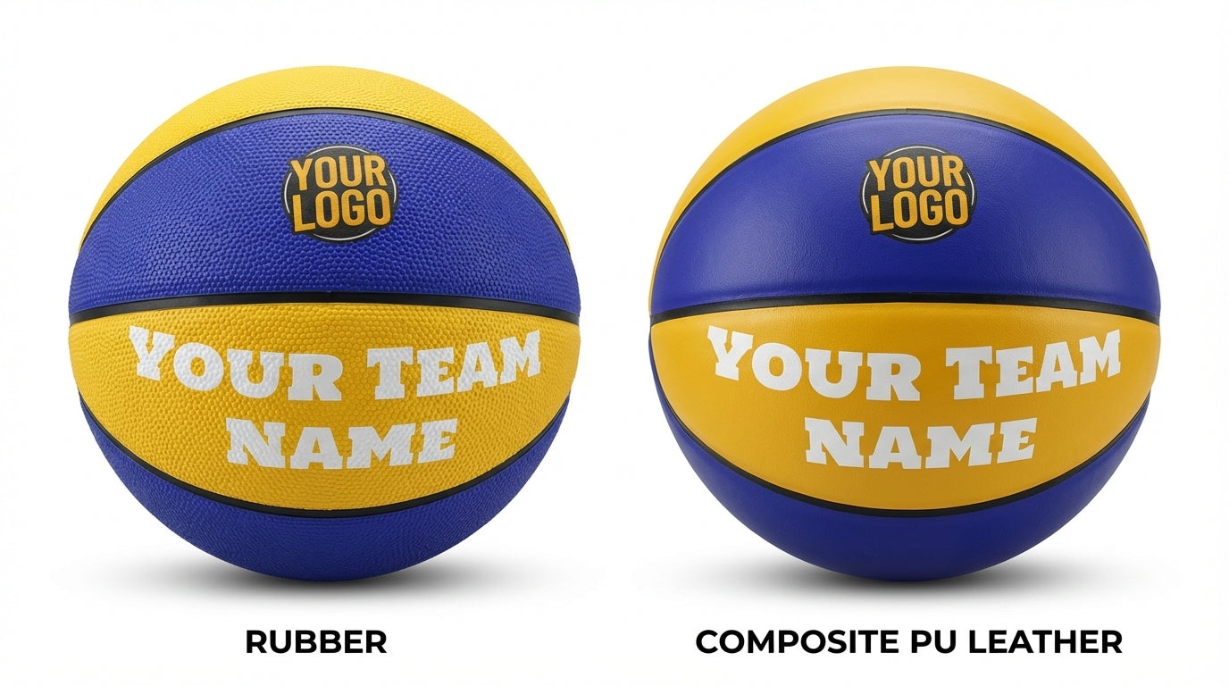Custom rubber basketball with team logo and colors