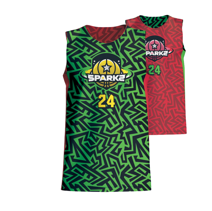Reversible green and red jersey with "SPARKZ" logo and number "24" on both sides.