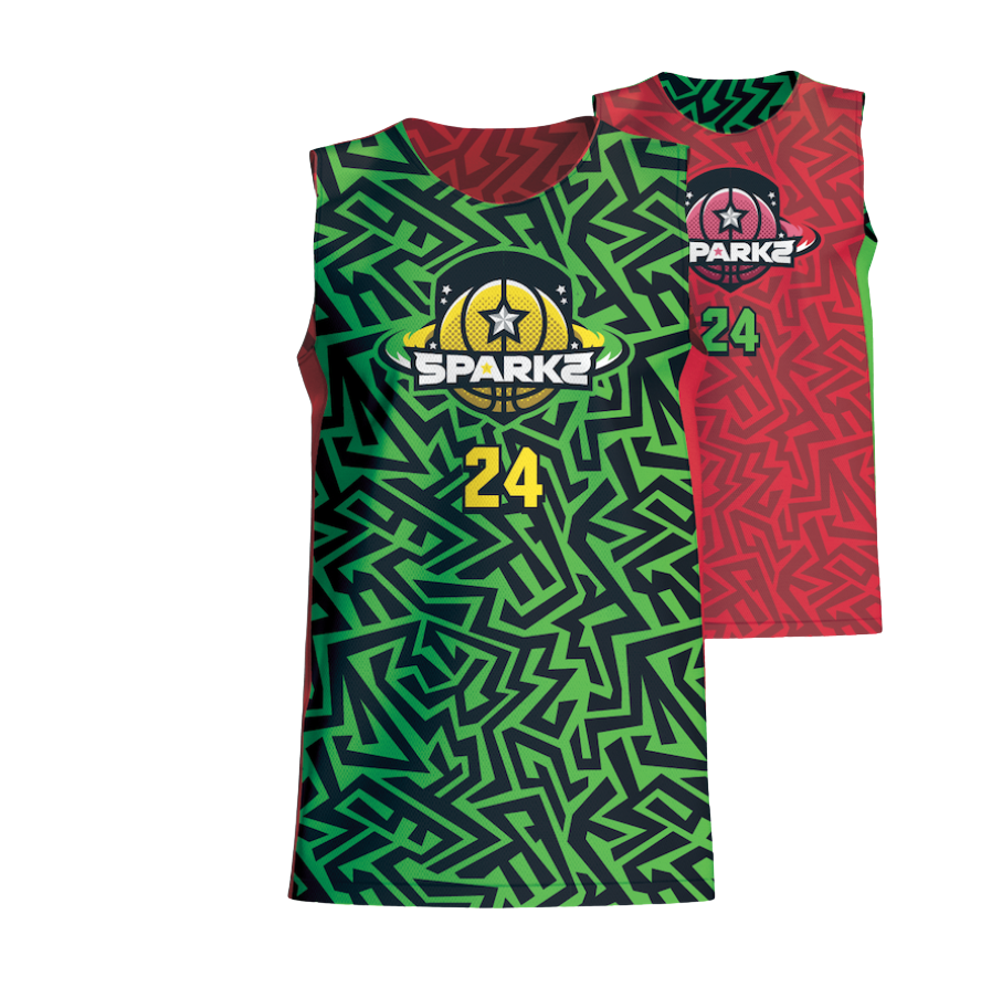 Reversible green and red jersey with "SPARKZ" logo and number "24" on both sides.