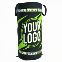 Thumbnail for Black pop-up cone defender with "YOUR LOGO" and "YOUR TEXT HERE" in green and white.