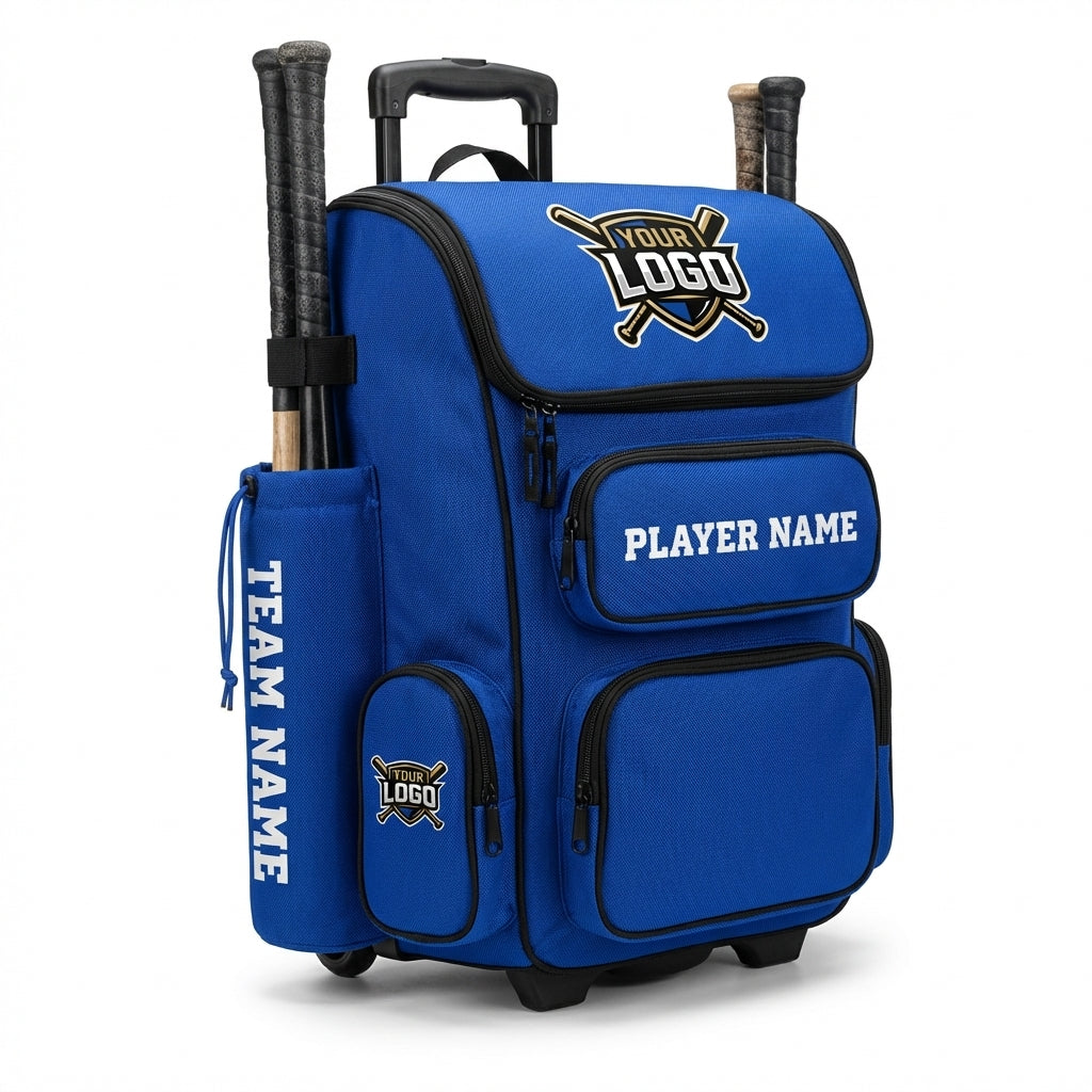 Custom baseball softball backpack holds bats