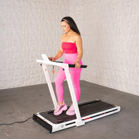 Thumbnail for Low Profile Treadmill - Muscle D Fitness - LED Display - Heart Rate Monitor - Flex Deck for Low Impact - Adjustable Speed - Phone / Tablet Holder