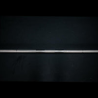 Thumbnail for Stainless steel Olympic bar with knurled sections on a dark background.