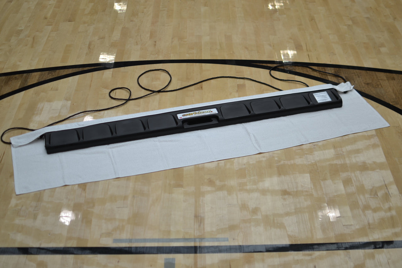 6' Court Clean gym floor damp mop system on a basketball court