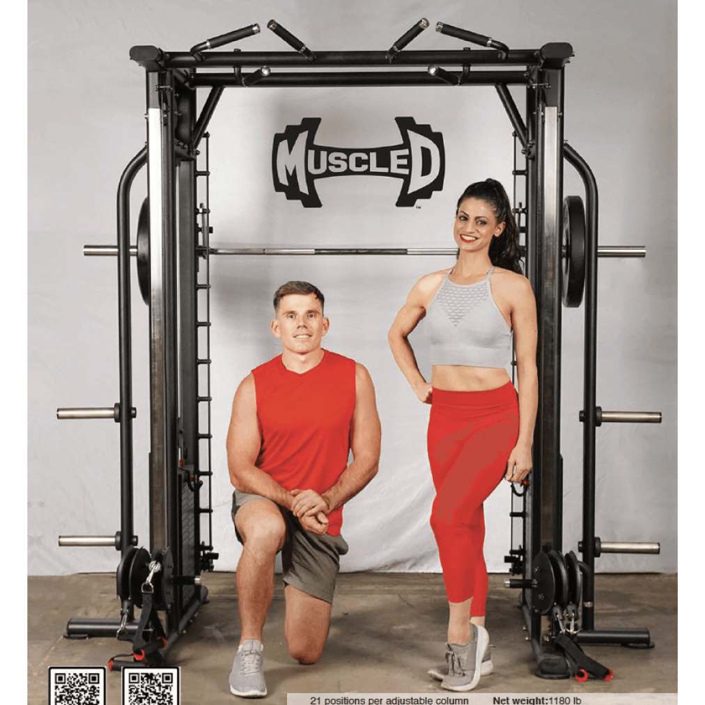 Megatron Dual Adjustable Pulley / Smith Combo - Muscle D Fitness - Selectorized Weight Adjustment - Functional Pull-Up Bar - Dual Station