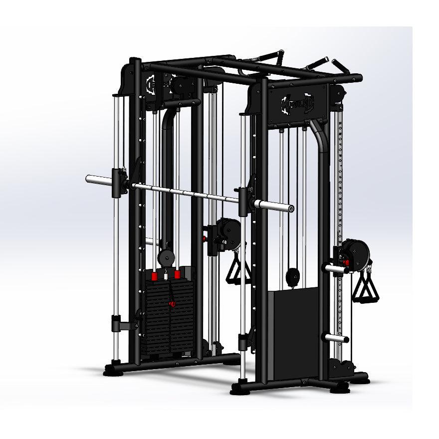 Megatron Dual Adjustable Pulley / Smith Combo - Muscle D Fitness - Selectorized Weight Adjustment - Functional Pull-Up Bar - Dual Station