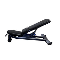 Thumbnail for Black and silver adjustable fitness bench with padded seat and backrest, angled upwards.