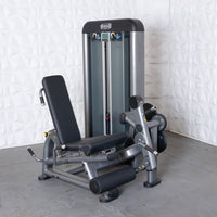 Thumbnail for Gray and black leg extension curl combo machine with a weight stack.