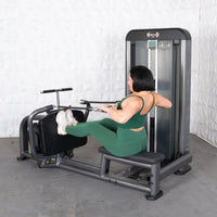 Thumbnail for Woman in green using a Muscle D Fitness long pull row machine.