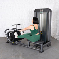 Thumbnail for Woman in green using a Muscle D Fitness Elite Plus Long Pull Row machine.