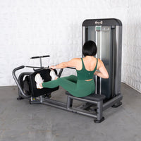 Thumbnail for Woman in green activewear using a Muscle D Fitness long pull row machine.