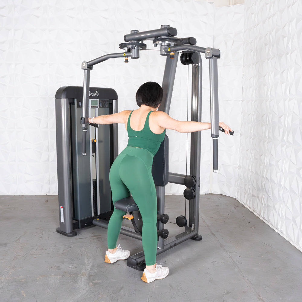 Elite Plus Pec / Rear Delt - Muscle D Fitness - Commercial Grade - Adjustable Seat - Pin Selectorized - Combo Machine