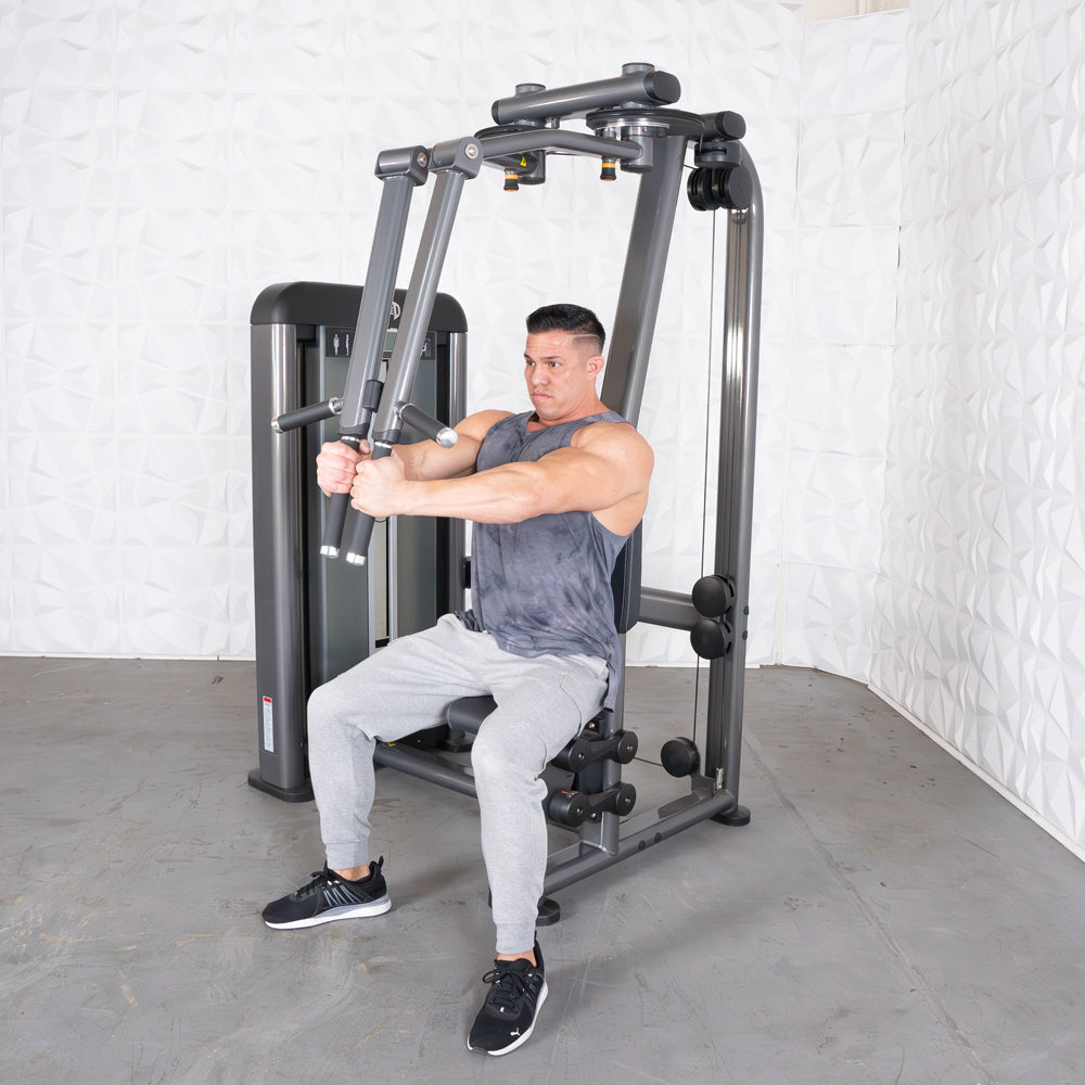 Elite Plus Pec / Rear Delt - Muscle D Fitness - Commercial Grade - Adjustable Seat - Pin Selectorized - Combo Machine