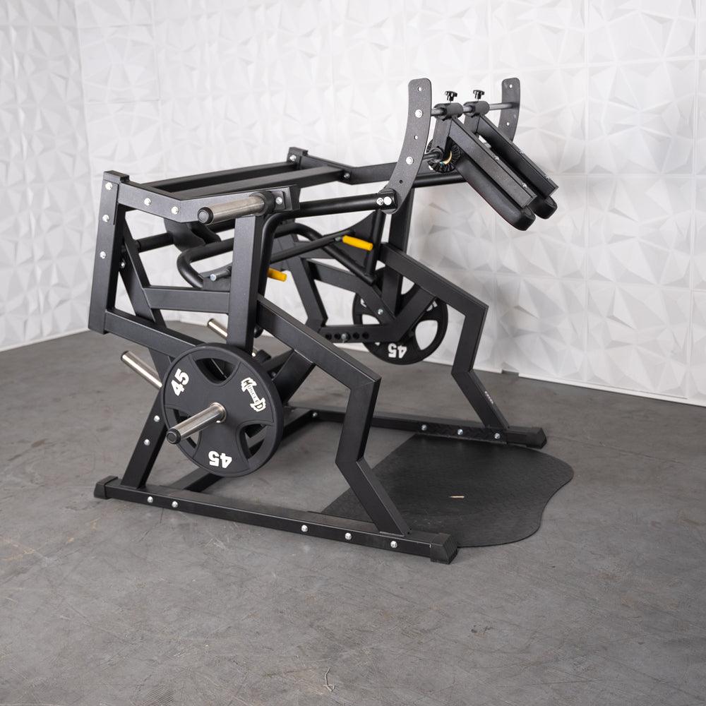 Excel Power Hack Squat - Muscle D Fitness - Plate Load Heavy Squat Machine - Weight Storage Pegs - Safety Stop