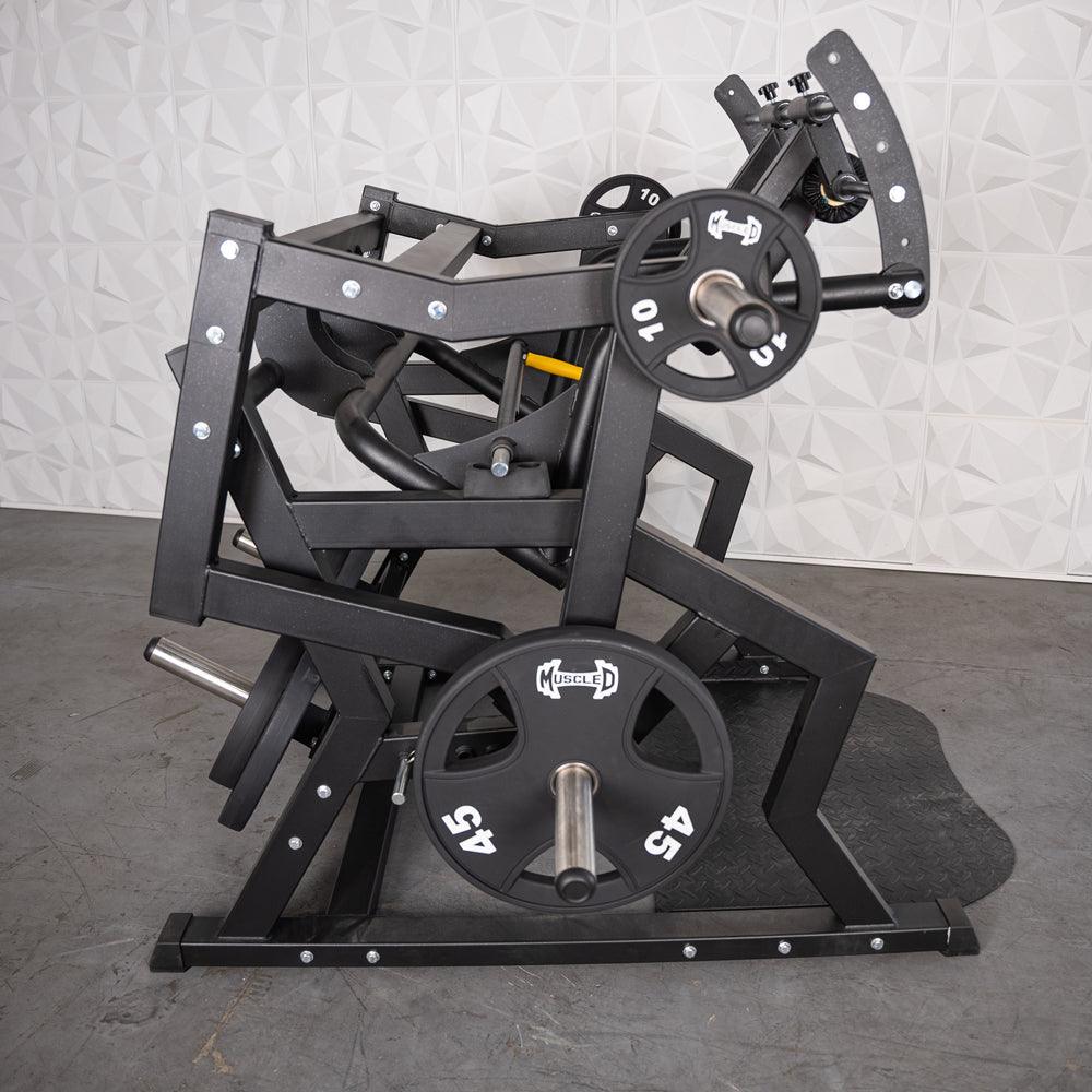 Excel Power Hack Squat - Muscle D Fitness - Plate Load Heavy Squat Machine - Weight Storage Pegs - Safety Stop