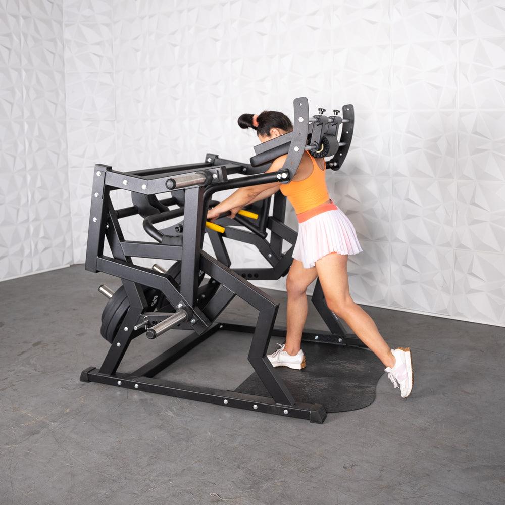 Excel Power Hack Squat - Muscle D Fitness - Plate Load Heavy Squat Machine - Weight Storage Pegs - Safety Stop