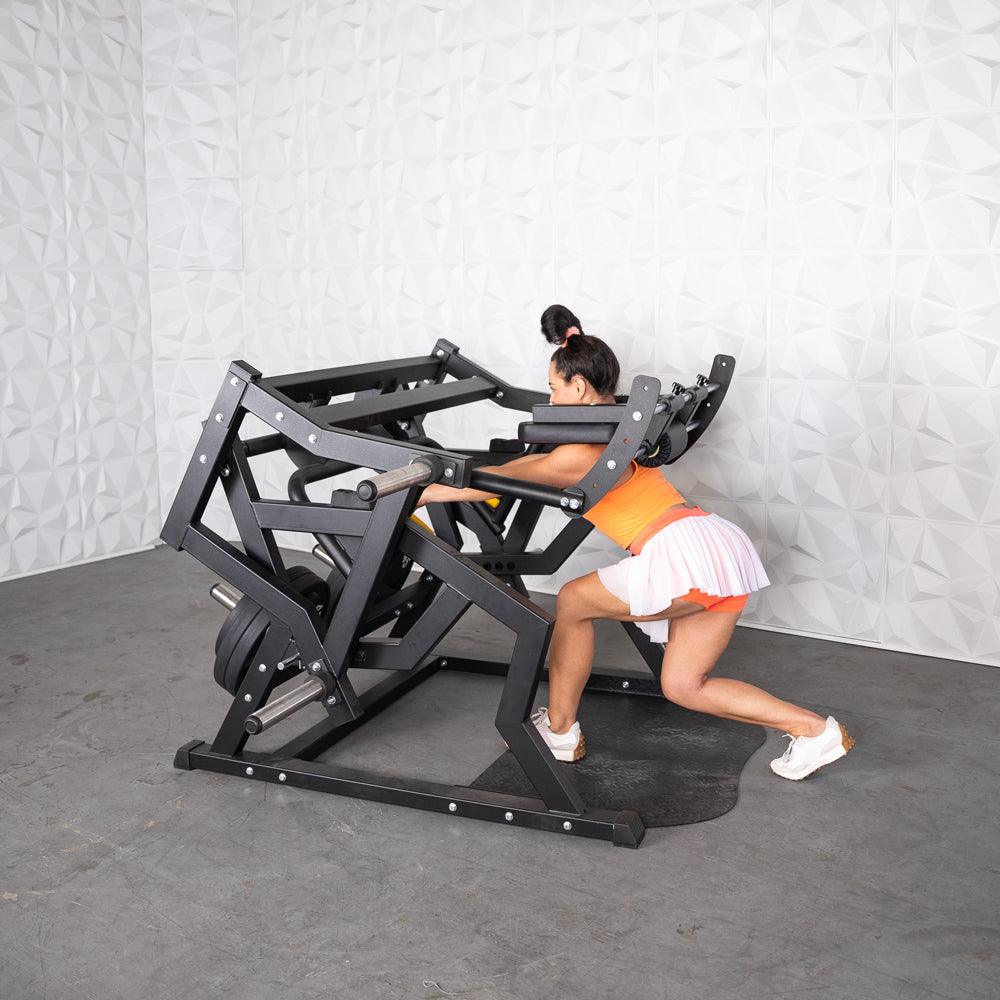 Excel Power Hack Squat - Muscle D Fitness - Plate Load Heavy Squat Machine - Weight Storage Pegs - Safety Stop