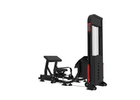 Thumbnail for Black and red selectorized hip thrust glute machine with a padded seat and backrest.