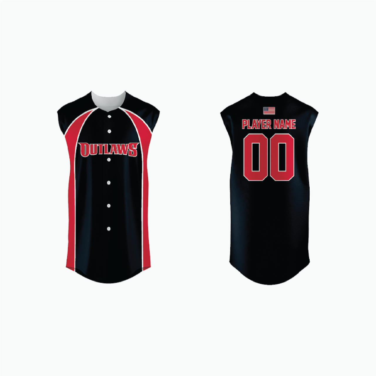 Pro Sleeveless Full-Button Baseball Jersey example 1
