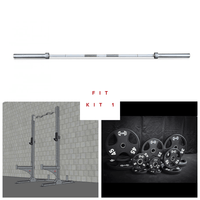 Thumbnail for Barbell, squat stand, and weight plates in various sizes against a white and dark background.